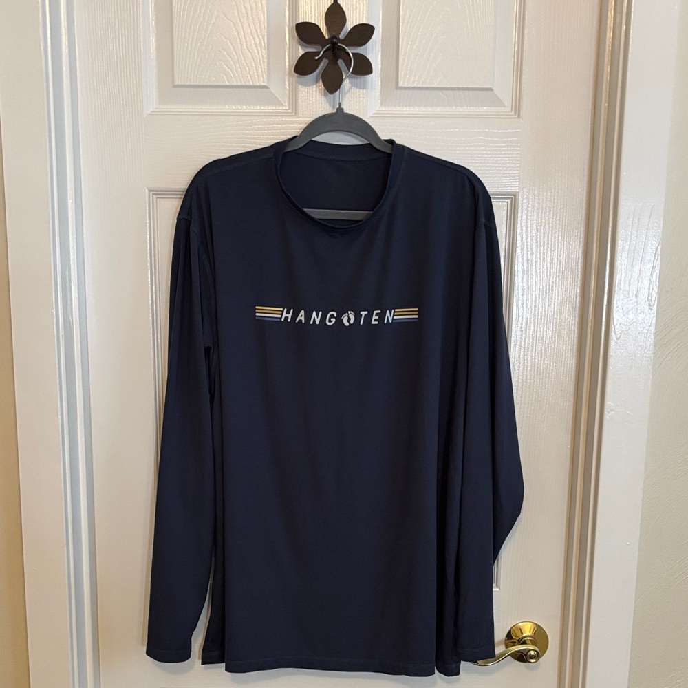 Hang Ten Men's Dark Blue Long Sleeve Tee Buttery Soft EUC Sz XL